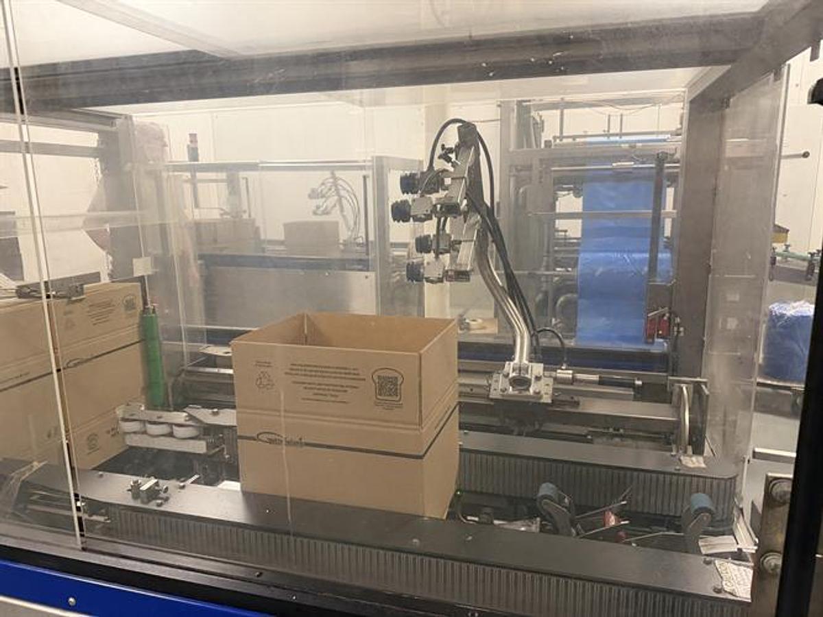 Used OK Superformer-1M Case Erector with OK SL220 Bag Inserter