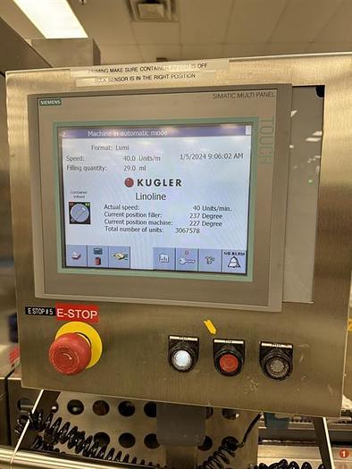 Used Kugler Model Linoline EX Monoblock Filler & Capper