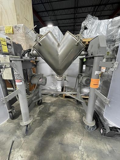 Used Patterson Kelley 3 Cu Ft stainless steel V Blender with intensifier bar