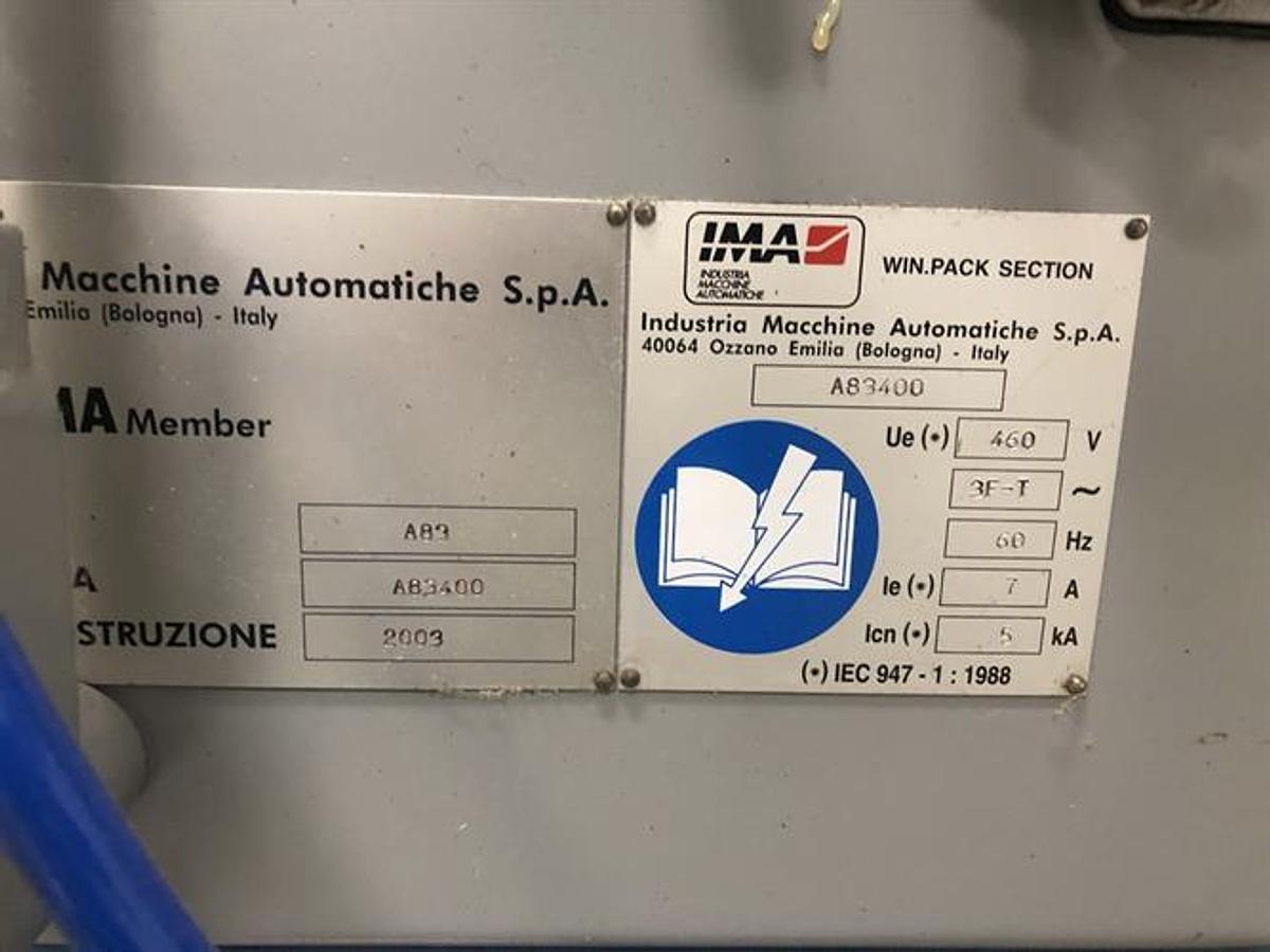Used IMA model A83 cartoner with blister feeder