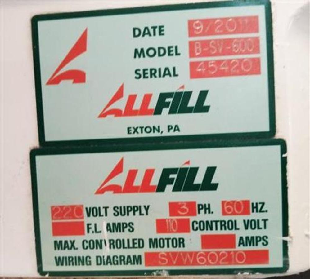 Used All Fill model B-SV-600 stainless steel auger powder filler
