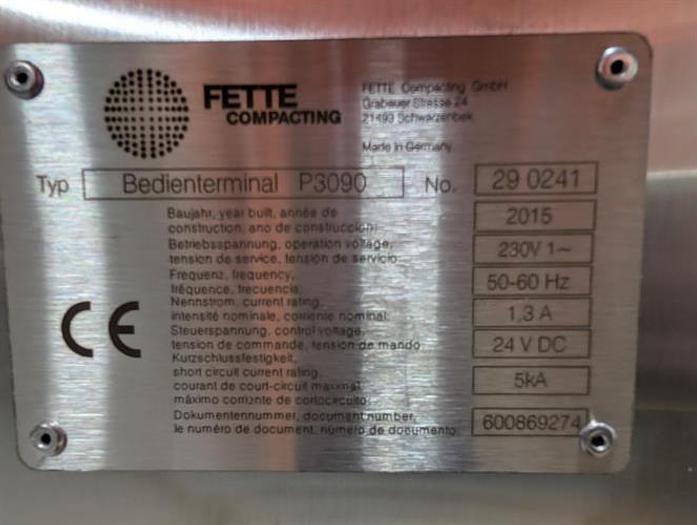 Used Fette model 3090 P 3090 C 61 station tablet press