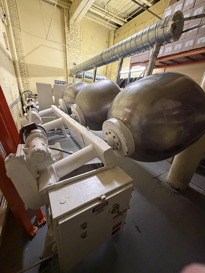 Used (3) Latini 42" Stainless Steel Coating Pans on Common Base