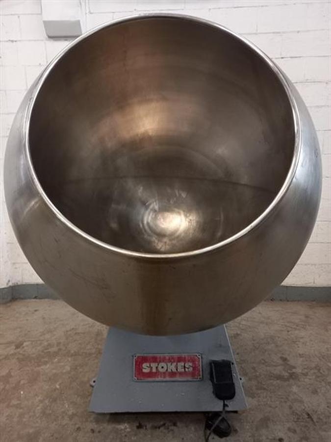 Used Stokes model 900-18 42" dia. stainless steel coating pan