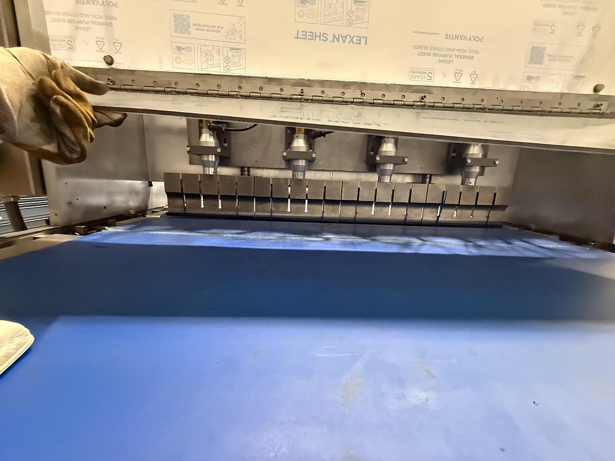 Used APV 48" Two Roll Extruder with Ultrasonic Guillotine Cutter