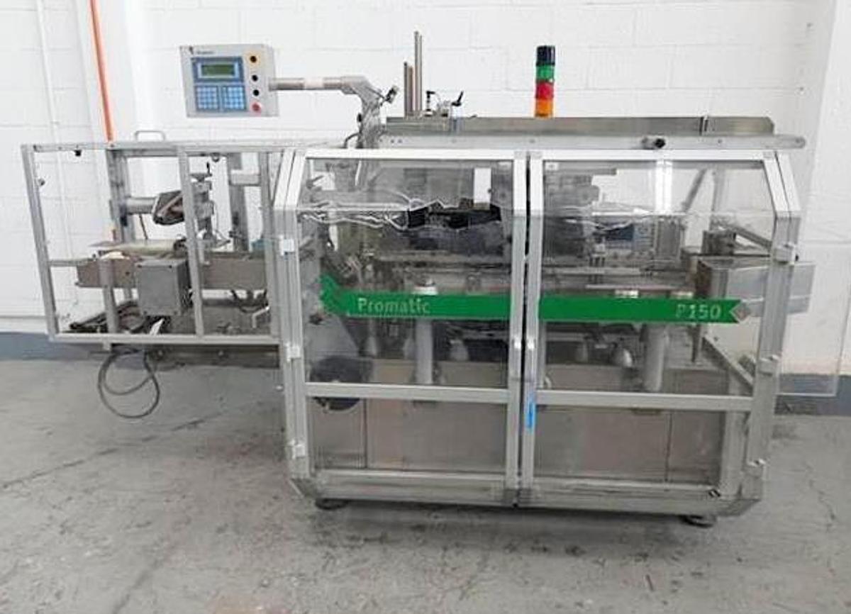 Used Promatic model P150 automatic horizontal intermittent motion cartoner for blisters