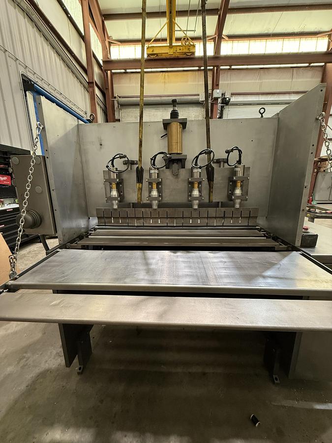 Used APV 48" Two Roll Extruder with Ultrasonic Guillotine Cutter