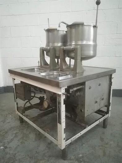 Used Groen model TDC/2-20 stainless steel twin kettle