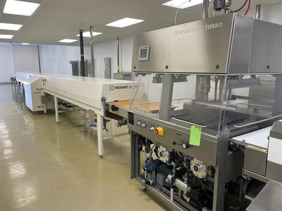 Used Sollich TTS-620 24" wide Temperstatic Enrober with Sollich Thermo Flow 40-ft Cooling Tunnel