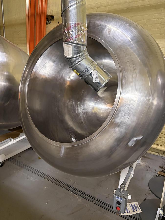 Used (3) Latini 42" Stainless Steel Coating Pans on Common Base