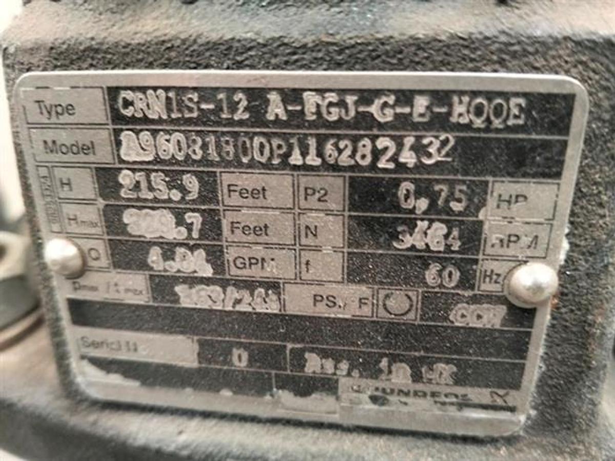 Used Grundfos model A9603180 Stainless steel vertical centrifugal pump