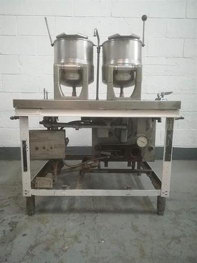 Used Groen model TDC/2-20 stainless steel twin kettle