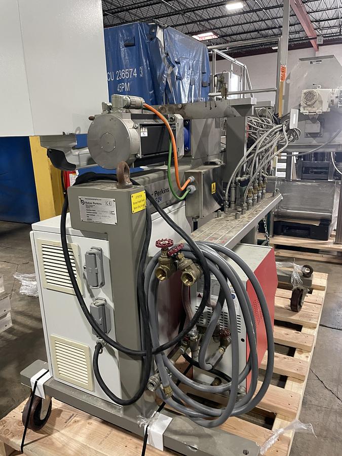 Used Baker Perkins Model MP24 Stainless Steel Twin Screw Extruder