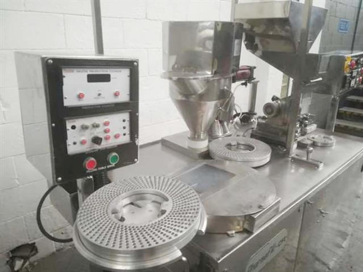 Used Pharmafill Model CF2 Stainless Steel Semiautomatic Filler
