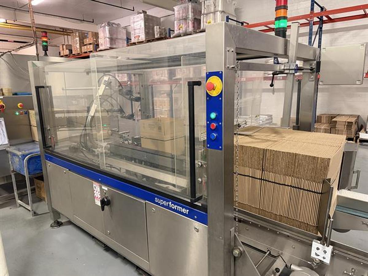 Used OK Superformer-1M Case Erector with OK SL220 Bag Inserter