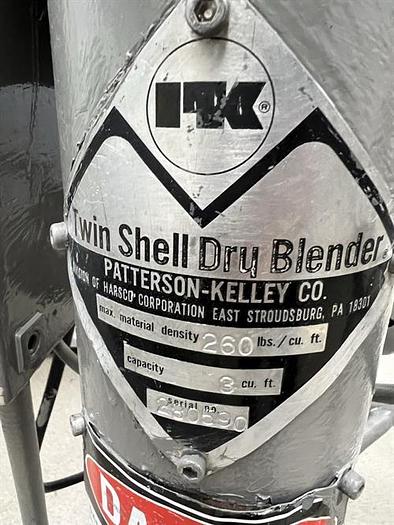 Used Patterson Kelley 3 Cu Ft stainless steel V Blender with intensifier bar