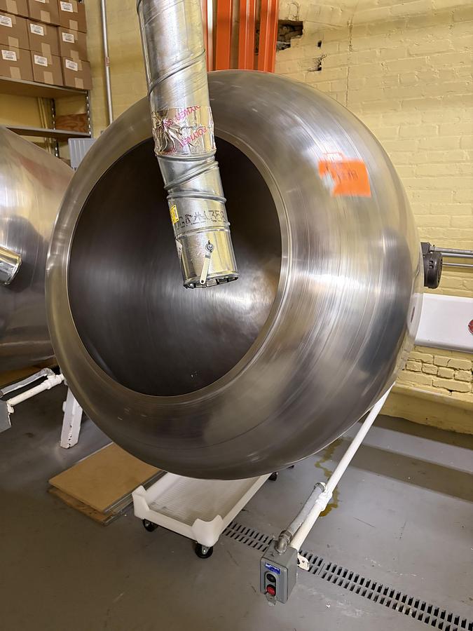 Used (3) Latini 42" Stainless Steel Coating Pans on Common Base