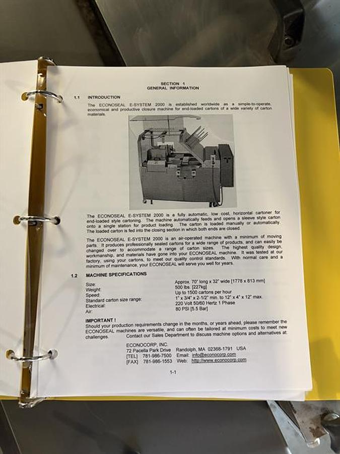 Used Econocorp Econoseal E-2000 Horizontal Cartoner