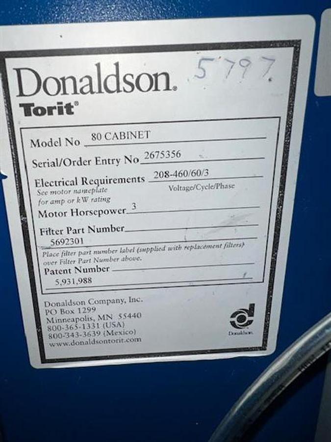 Used Donaldson Torit Model 80 Dust Collector