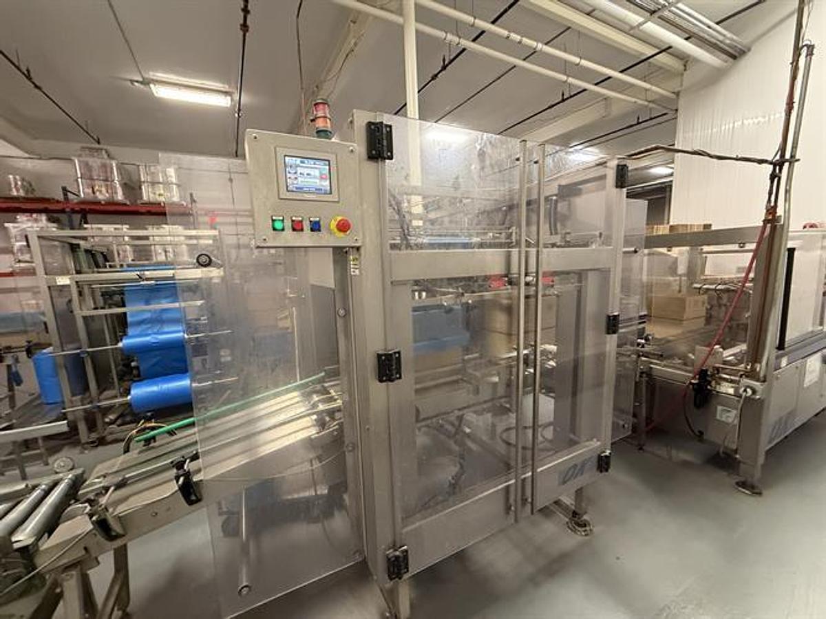 Used OK Superformer-1M Case Erector with OK SL220 Bag Inserter