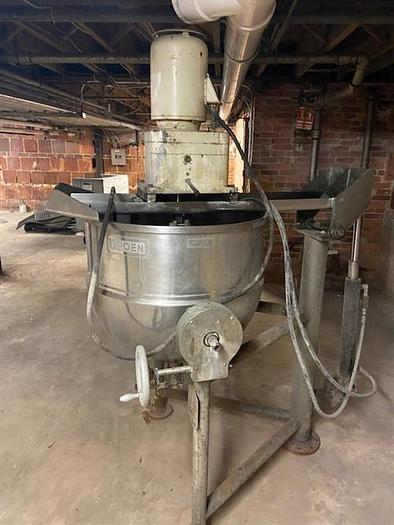 Used Groen model DNTA-60-SP 60 Gallon Stainless Steel Single Action Cooking and Mixing Kettle