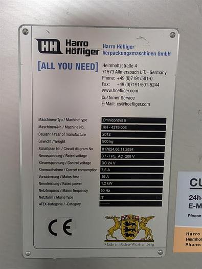 Used Harro Hofliger model Omnicontrol 6 capsule checkweigher