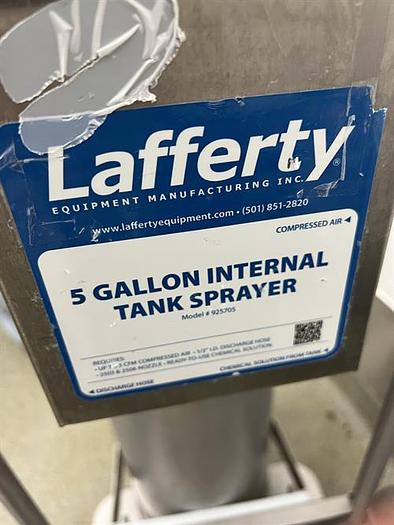 Used Lafferty model 925705 5 gallon pressurized 316 stainless steel tank with sprayer