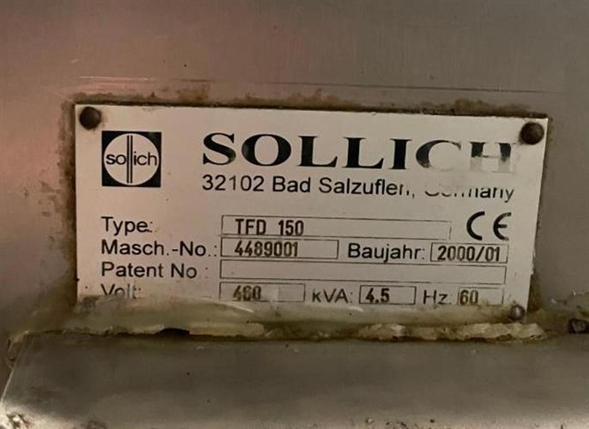 Used Sollich model TFD-150 120 kg/hr Turbo Mini Tempering Unit