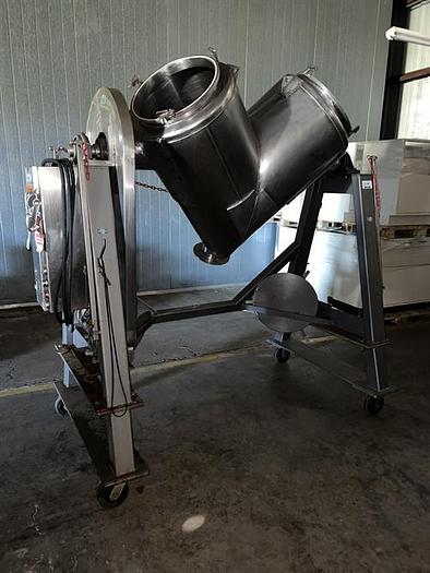 Used Patterson Kelley 10 Cu Ft stainless steel V Blender on steel base