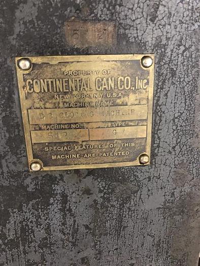 Used Continental Can model DS Can Seamer set on 603 diameter
