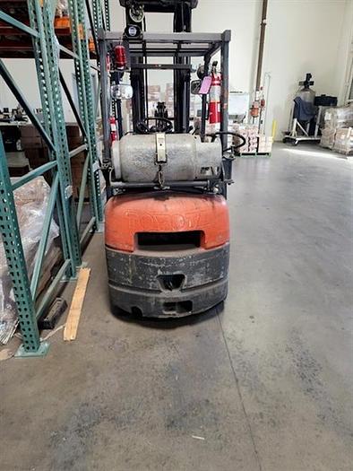 Used Toyota model 7FGCU15 3000 lb Propane Riding Forklift