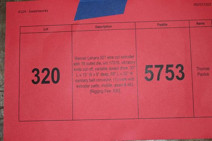 Used Werner Lehara 32" Jacketed Wire Cut Extruder