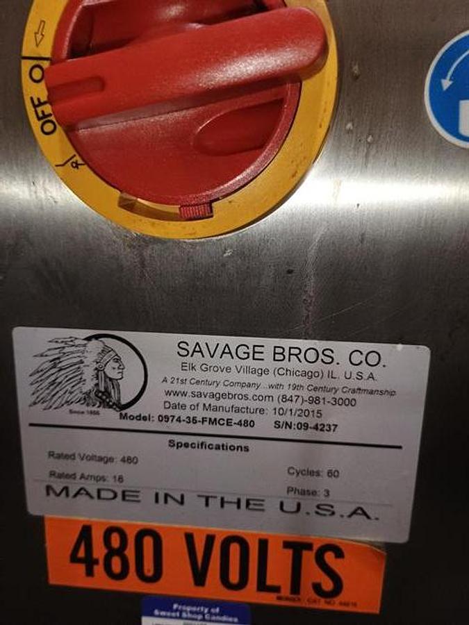 Used Savage 1250 lb SS Chocolate Melter with SS Jacketed Pump
