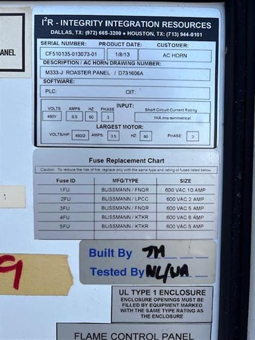 Used AC Horn 333-A 2000 lb/hr Dry Nut Roaster