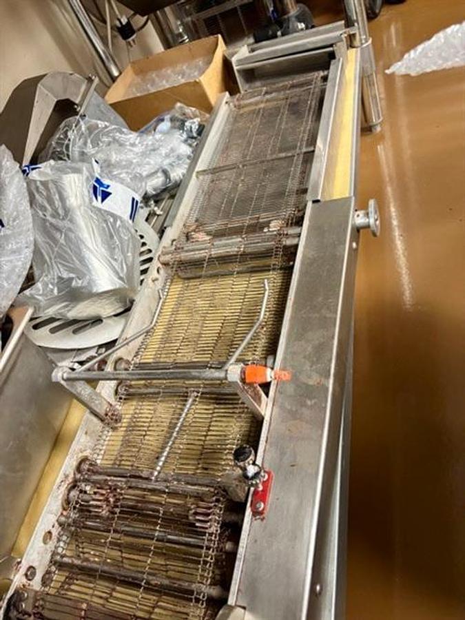 Used Savy Crystal 185 7" Enrober with Savy 12" Cooling Tunnel