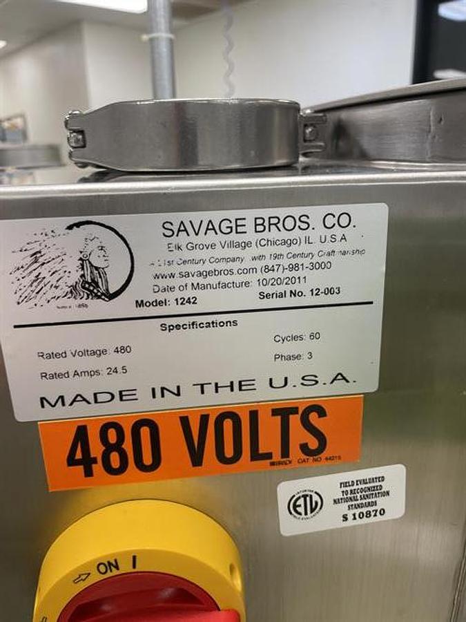 Used Savage 1250-lb Stainless Steel Chocolate Melter with Stainless Steel jacketed Pump