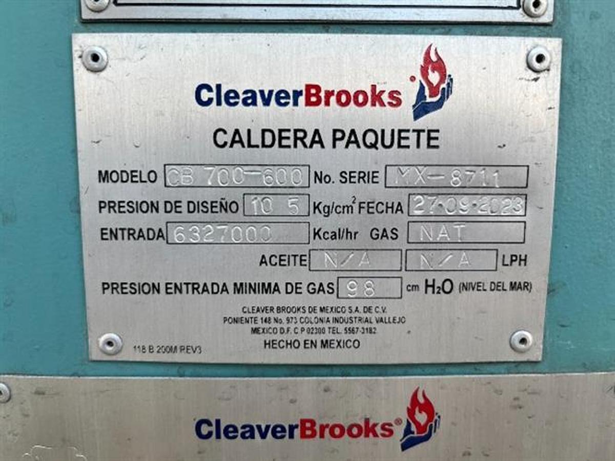Used Cleaver Brooks model CB 700-600 boiler