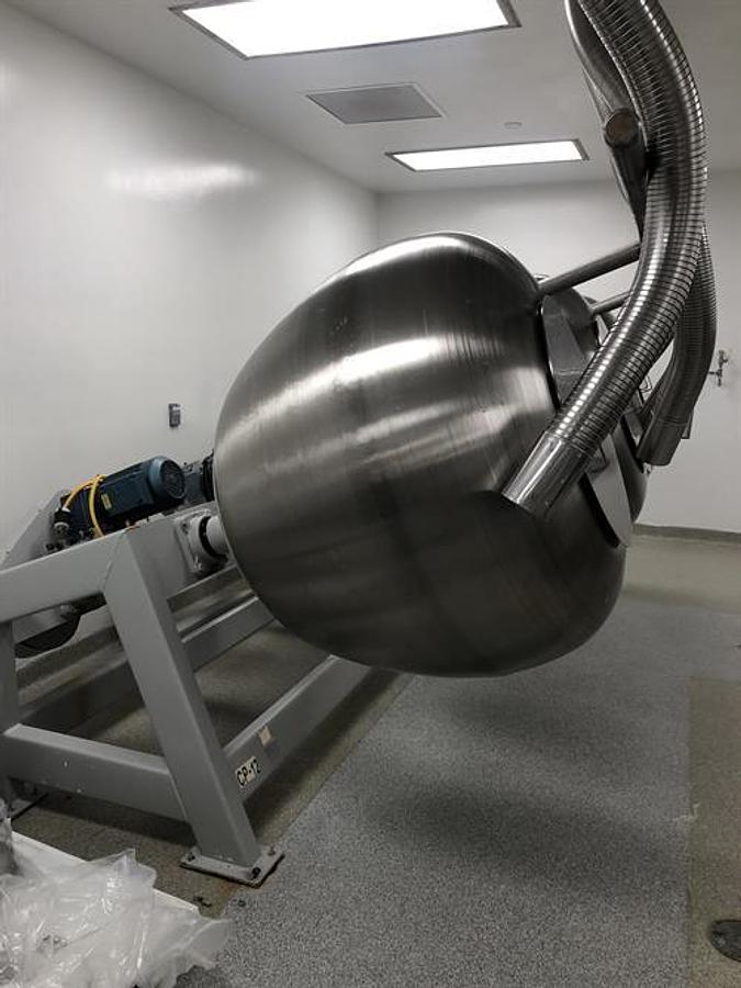 Used (3) O'Hara 48" diameter stainless steel coating pans on a common frame