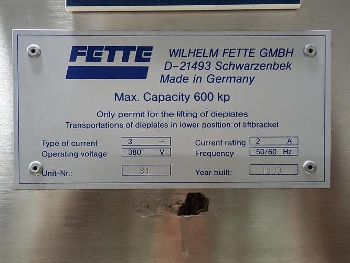 Used Fette turret lift cart