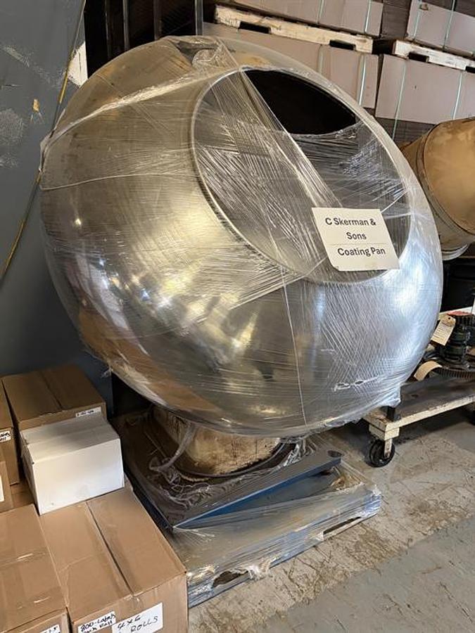 Used Skerman 60" Diameter Stainless Steel Coating Pan
