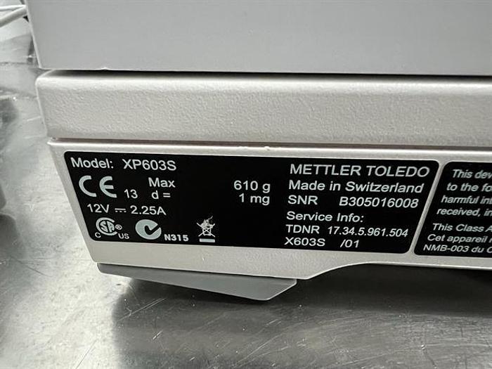 Used Mettler Toledo model XP603S analytical scale with LV11 automatic feeder
