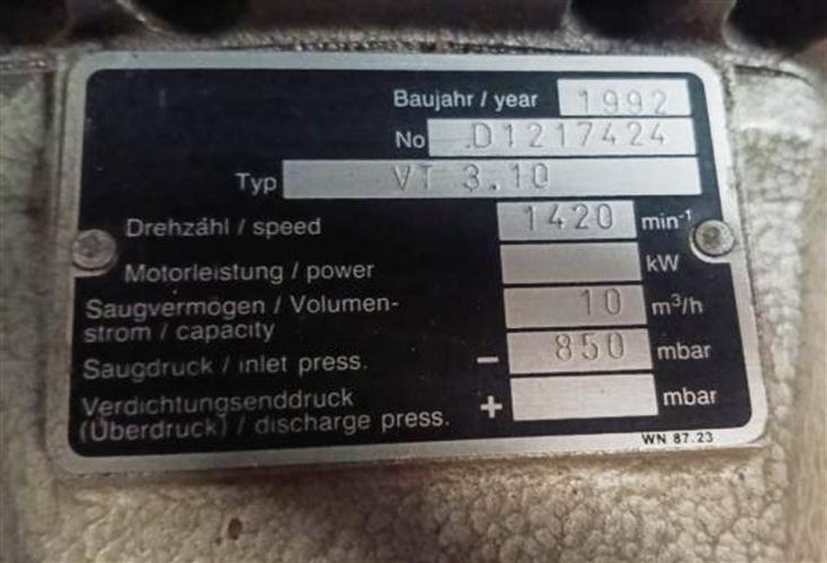 Used Becker model VT.310 vacuum pump