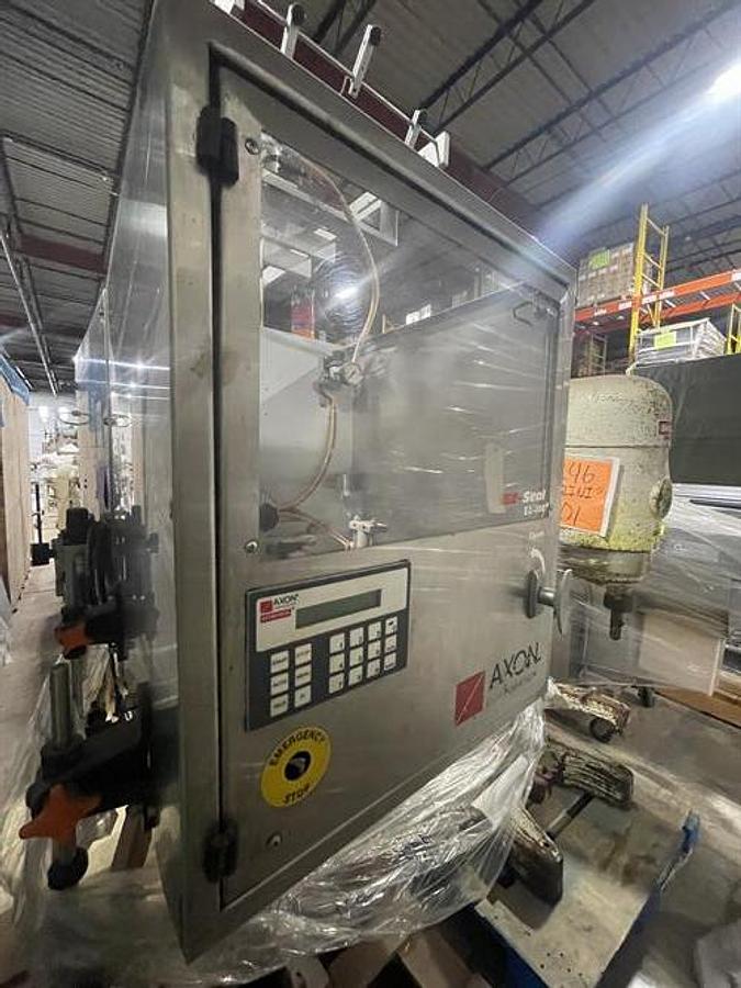 Used Axon Model EZ300 Shrink Sleeve and bander with Perforator