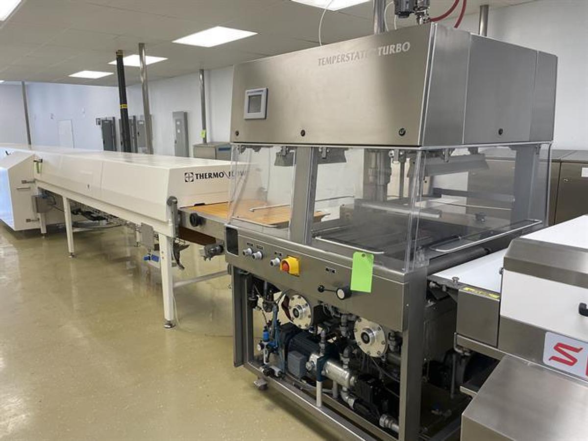 Used Sollich TTS-620 24" wide Temperstatic Enrober with Sollich Thermo Flow 40-ft Cooling Tunnel