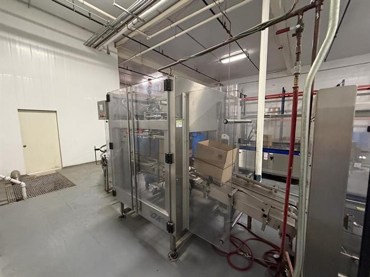 Used OK Superformer-1M Case Erector with OK SL220 Bag Inserter