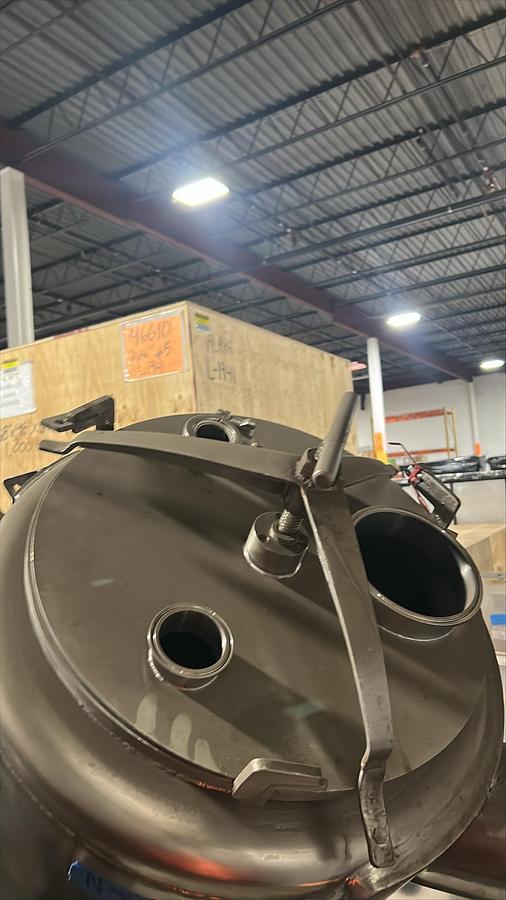 Used Patterson Kelley 10 Cu Ft stainless steel V Blender on steel base