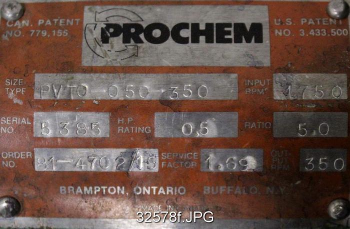Used Prochem PVTO-050-350 Top Mount Agitator, 83" Shaft Length #32578