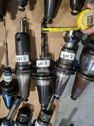 Used CAT 50 Tool Holders One Lot of 8 Assorted CNC Tooling with Cutters Drills