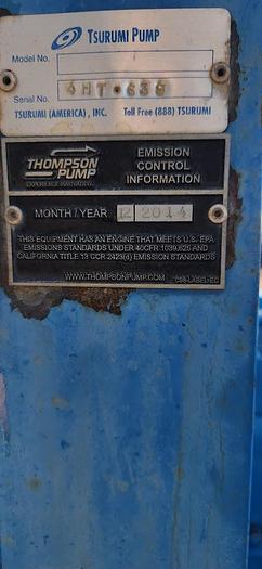 Used 2014 Trailer-Mounted Thompson Water/Trash Pump