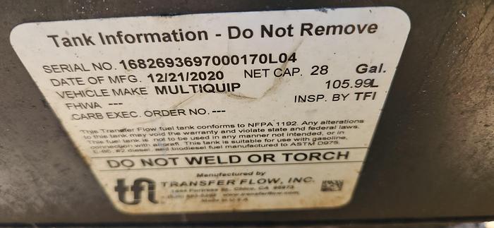 Used 2021 Multiquip Trailer-Mounted Water Pump Kubota Diesel Tier 4 Emission 